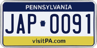 PA license plate JAP0091
