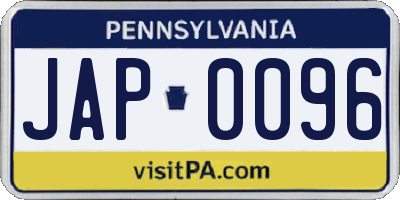 PA license plate JAP0096