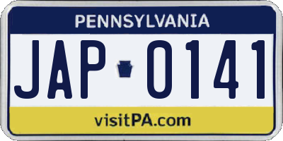 PA license plate JAP0141