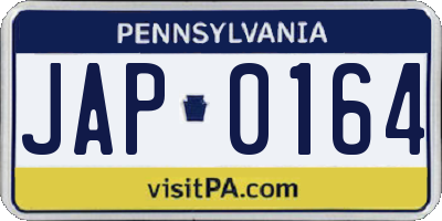 PA license plate JAP0164