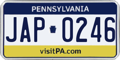 PA license plate JAP0246