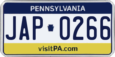 PA license plate JAP0266