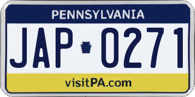PA license plate JAP0271
