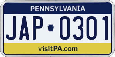 PA license plate JAP0301