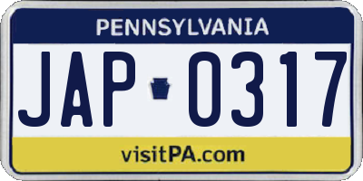 PA license plate JAP0317