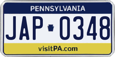 PA license plate JAP0348
