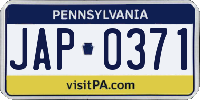 PA license plate JAP0371