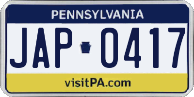 PA license plate JAP0417