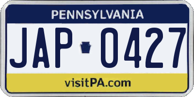 PA license plate JAP0427