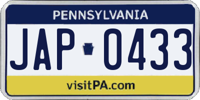 PA license plate JAP0433