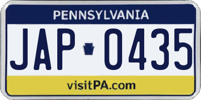 PA license plate JAP0435