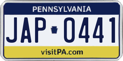 PA license plate JAP0441