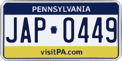 PA license plate JAP0449
