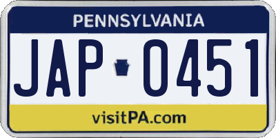 PA license plate JAP0451