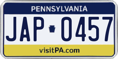 PA license plate JAP0457