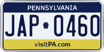 PA license plate JAP0460