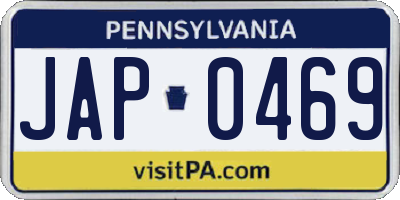 PA license plate JAP0469