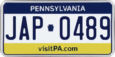 PA license plate JAP0489