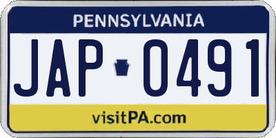 PA license plate JAP0491