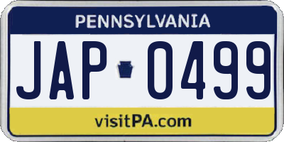 PA license plate JAP0499