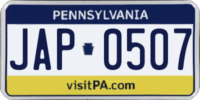 PA license plate JAP0507