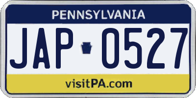 PA license plate JAP0527