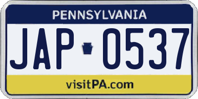 PA license plate JAP0537