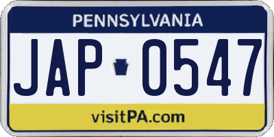 PA license plate JAP0547