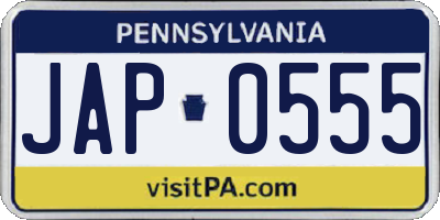 PA license plate JAP0555