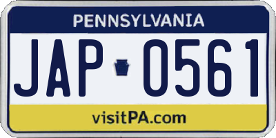 PA license plate JAP0561