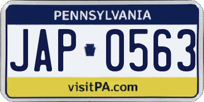 PA license plate JAP0563