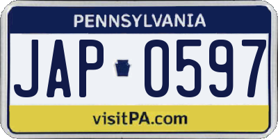 PA license plate JAP0597