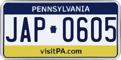 PA license plate JAP0605