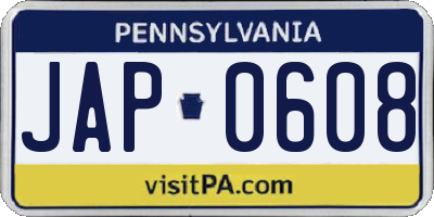 PA license plate JAP0608