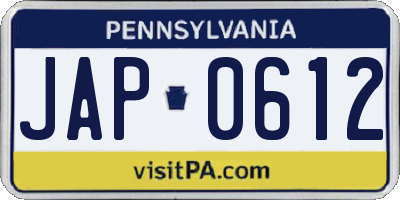 PA license plate JAP0612