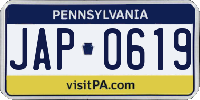 PA license plate JAP0619