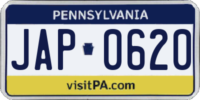 PA license plate JAP0620