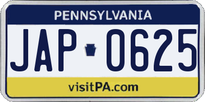 PA license plate JAP0625