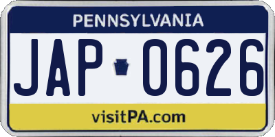 PA license plate JAP0626