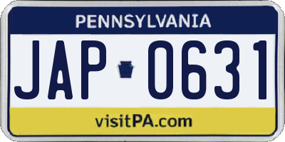 PA license plate JAP0631