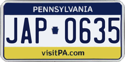 PA license plate JAP0635
