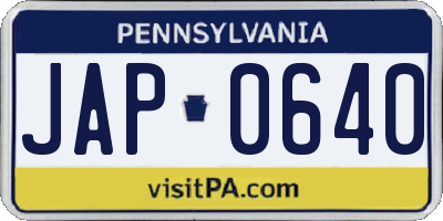 PA license plate JAP0640