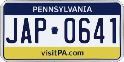 PA license plate JAP0641