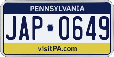 PA license plate JAP0649