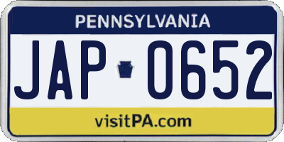 PA license plate JAP0652