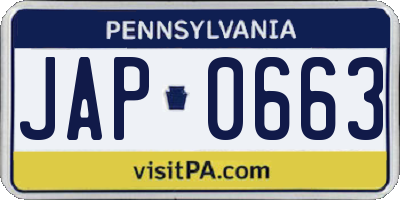 PA license plate JAP0663