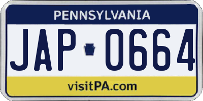 PA license plate JAP0664