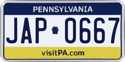 PA license plate JAP0667