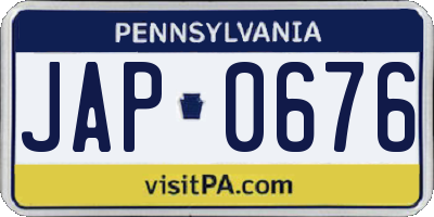 PA license plate JAP0676