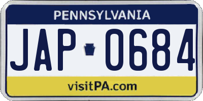 PA license plate JAP0684